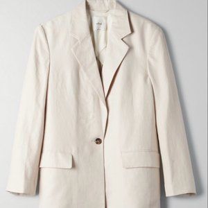 Aritzia Wilfred Vito Linen Blazer in Bone/Beige